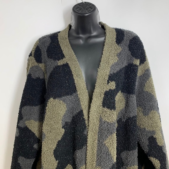 Barefoot Dreams Women's Cozy Chic Camo Open Front‎ Cardigan Size XL - Picture 4 of 12